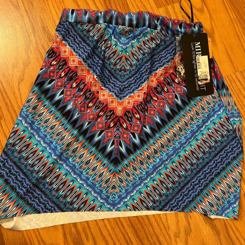 Miraclesuit Blue Multicolor Strapless Swim Tankini Coverup casablanka size 8 new - Picture 6 of 7